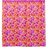 Retro Psychedelic 60er Pink Hearts Abstract Design Duschvorhang (Vorderseite)