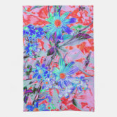 Retro Psychedelic Aqua Green und Orange Blume Geschirrtuch (Vertikal)