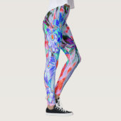 Retro Psychedelic Aqua Green und Orange Blume Leggings (Rechts)