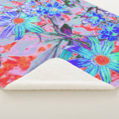 Retro Psychedelic Aqua Green und Orange Blume Sherpadecke (3/4)