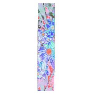 Retro Psychedelic Aqua und Orange Blume Mittelgroßer Tischläufer
