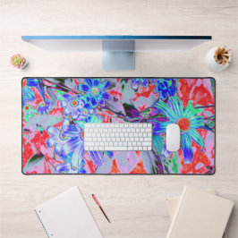 Retro Psychedelic Aqua und Orange Blume Schreibtischunterlage
