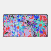 Retro Psychedelic Aqua und Orange Blume Schreibtischunterlage (Vorderseite)