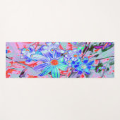 Retro Psychedelic Aqua und Orange Blume Yogamatte (Vorderseite (Horizontal))