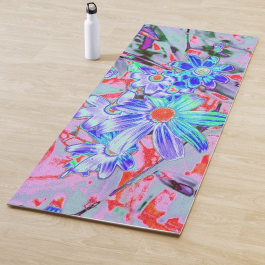 Retro Psychedelic Aqua und Orange Blume Yogamatte (Beispiel)