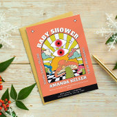 Retro Psychedelic Baby Shower Einladung