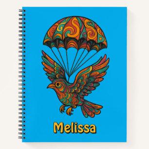 Retro Psychedelic Bird & Parachute Notizblock