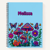 Retro Psychedelic Blume & Pilze Notizblock (Vorderseite)