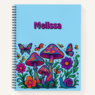 Retro Psychedelic Blume & Pilze Notizblock