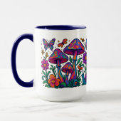 Retro Psychedelic Blume & Pilze Tasse (Links)