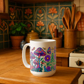 Retro Psychedelic Blume & Pilze Tasse