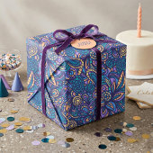 Retro Psychedelic Boho Floral Doodle Pattern Seidenpapier