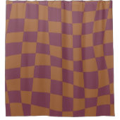 Retro Psychedelic burgundy gewachstes Muster Duschvorhang (Vorderseite)
