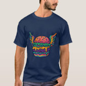 Retro Psychedelic Cheeseburger mit Flügeln T-Shirt (Vorderseite)