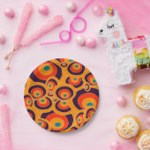 Retro Psychedelic Circles Muster dekorativ Pappteller (Party)