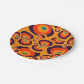 Retro Psychedelic Circles Muster dekorativ Pappteller (Schrägansicht)