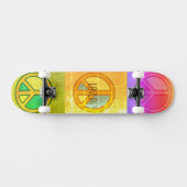 Retro Psychedelic Colorful Peace Signs Unisex Skateboard (Horizontal)