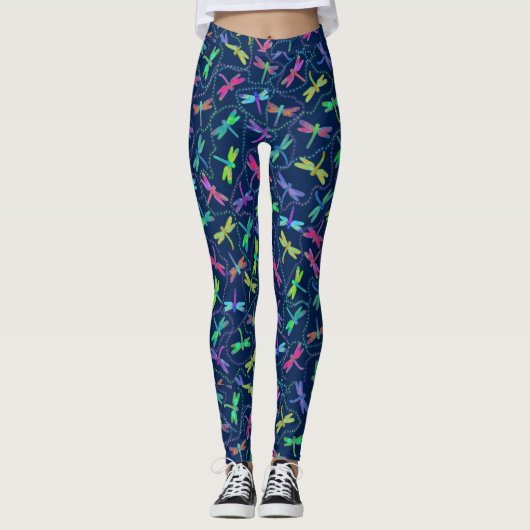 Retro Psychedelic Cutedragonfly Leggings (Vorderseite)