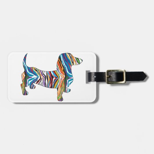 Retro Psychedelic Dackel Gepäckanhänger (Vorderseite horizontal)