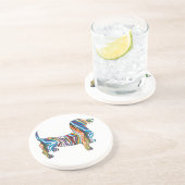 Retro Psychedelic Dackel Getränkeuntersetzer (Seite)