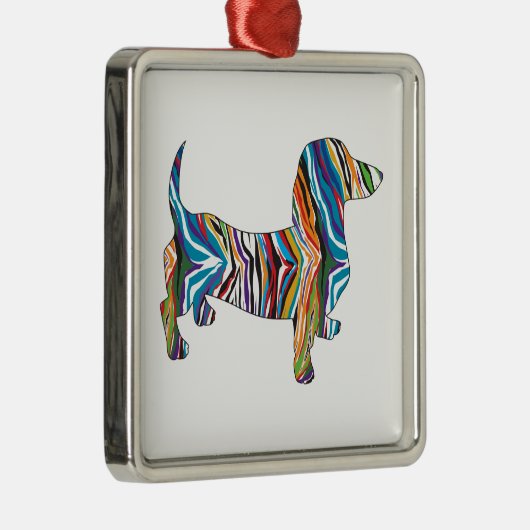 Retro Psychedelic Dackel Silbernes Ornament (Rechts)