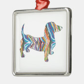 Retro Psychedelic Dackel Silbernes Ornament (Links)