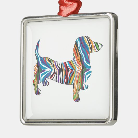 Retro Psychedelic Dackel Silbernes Ornament (Links)