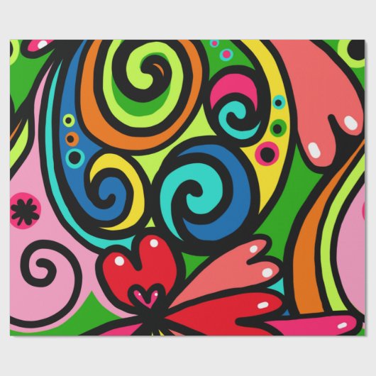 Retro Psychedelic Geschenkpapier (Flach)