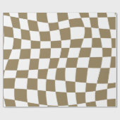 Retro Psychedelic goldfarbenes, viereckiges Muster Geschenkpapier (Flach)