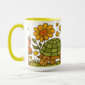 Retro Psychedelic Happy Turtle & Mushrooms Tasse (Links)