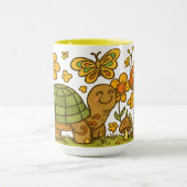 Retro Psychedelic Happy Turtle & Mushrooms Tasse (Zentrum)