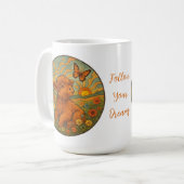 Retro Psychedelic Highland Calf Inspirational Kaffeetasse (Vorderseite Links)