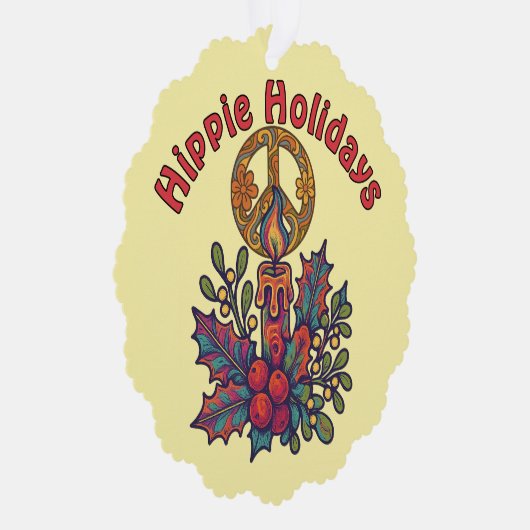Retro Psychedelic Hippie Weihnachten Ornament Karte (Rechts)