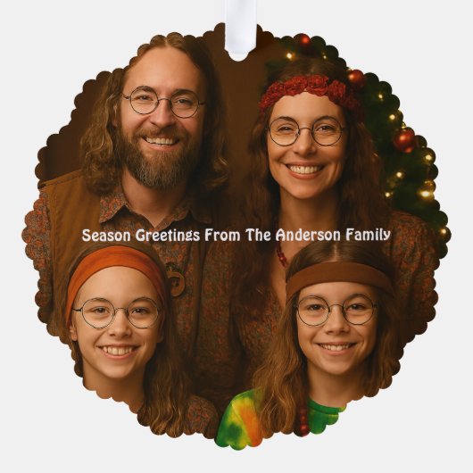 Retro Psychedelic Hippie Weihnachten Ornament Karte (Rückseite)