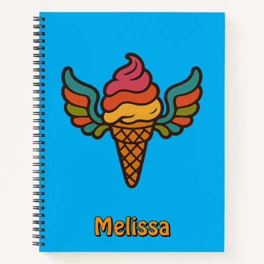 Retro Psychedelic Ice Creme Cone mit Flügeln Notizblock (Vorderseite)