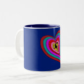 Retro Psychedelic Liebe Heart Coffee Tasse (Vorderseite Links)