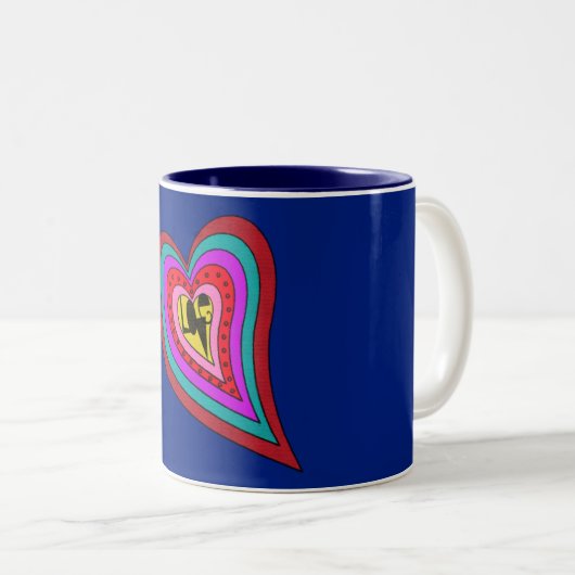 Retro Psychedelic Liebe Heart Coffee Tasse (VorderseiteRechts)