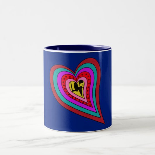 Retro Psychedelic Liebe Heart Coffee Tasse (Mittel)