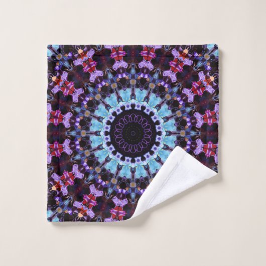 Retro Psychedelic Mandala Trippy Hippie Boho Chic Badhandtuch Set (Waschlappen)
