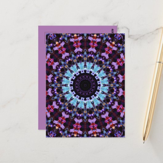 Retro Psychedelic Mandala Trippy Hippie Boho Chic Postkarte (Vorderseite/Rückseite Beispiel)