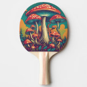 Retro Psychedelic Mushroom AI Art Tischtennis Schläger (Vorderseite)