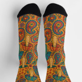 Retro Psychedelic Mushroom & Paisley Pattern Socken (Oben)