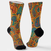Retro Psychedelic Mushroom & Paisley Pattern Socken (Gewinkelt)