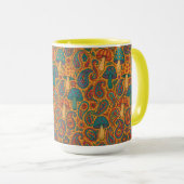 Retro Psychedelic Mushroom & Paisley Pattern Tasse (VorderseiteRechts)