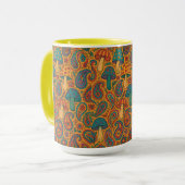 Retro Psychedelic Mushroom & Paisley Pattern Tasse (Vorderseite Links)
