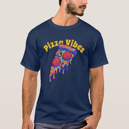 Retro Psychedelic Pizza T-Shirt (Vorderseite)
