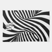 Retro Psychedelic Schwarz-weiß Pattern Initials Geschirrtuch (Horizontal)