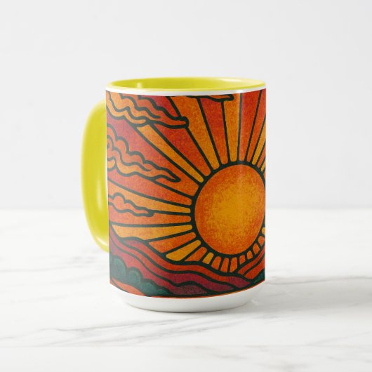 Retro Psychedelic Sunset Tasse (Vorderseite Links)