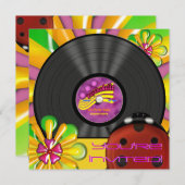 Retro Psychedelic Vinyl Record Party Einladungen (Vorne/Hinten)