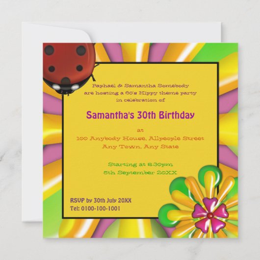 Retro Psychedelic Vinyl Record Party Einladungen (Rückseite)